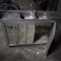 سینک ظرفشویی با میز آلومینیومی|آب‌چکان و نظم‌دهنده ظروف|آذرشهر, |دیوار