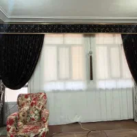 پرده حریر همراه آستر کامل و کتیبه