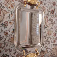 سینی استیل دسته طلایی نگین دار