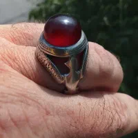 انگشتر عقیق یمنی کهنه گیلاسی رکاب ممی