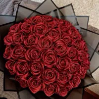 دسته گل ربانی  ۳۰ شاخه شاین دار زرشکی