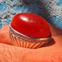 انگشتر عقیق کلوخه طوق دار کهنه