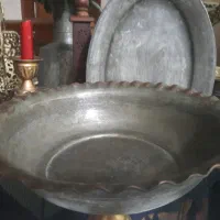 دیس بزرگ مسی قدیمی با لگنجه مسی قدیمی دوتاباهم|صنایع دستی و سایر لوازم تزئینی|ساری, |دیوار