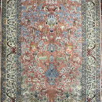 فرش دستبافت تمام ابریشم اصفهان ذرع و نیم