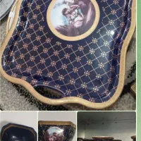 ست سورمه ای بستنی خوری با سینی وقاشق