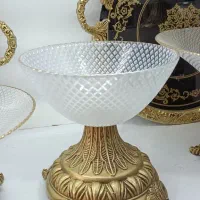ظروف پذیرایی پایه دار ، پایه برنزی لب طلایی شطرنجی|ظروف سرو و پذیرایی|سبزوار, فیاض|دیوار
