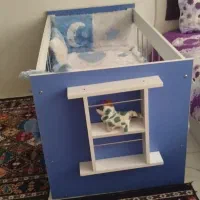 تخت بچه گهواره ای ابی سفید|تخت و صندلی بچه|تهران, طیب|دیوار