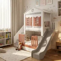 تخت خواب دو طبقه نوزاد نوجوان سرسره پله منبری