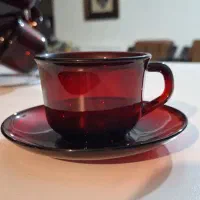 یک دست فنجان چای خوری یاقوتی فرانسه|ظروف سرو و پذیرایی|شیراز, ملاصدرا|دیوار