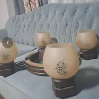 لوستر ترکیبی چوب و فلز|لوستر و چراغ آویز|قزوین, |دیوار