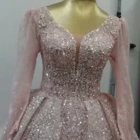فروش لباس رنگی صورتی دانتل فرانسه