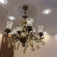 دو‌عدد لوستر ۱۰ شاخه برنجی