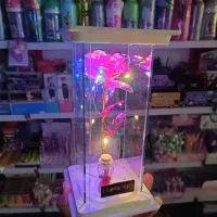 گل رز شیشه ای چراغ دار