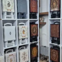 میز عسلی تاشو چمدونی،پایه چوب معرق و ساده ۴ عددی