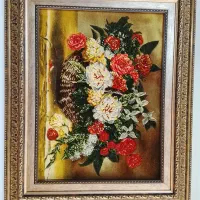 تابلو فرش گل سبد دار|تابلو فرش|شبستر, |دیوار