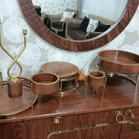 سرویس پذیرایی چوبی 7 تکه با پایه طلایی