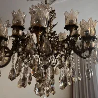 لوستر ۱۶ شعله ۱۰ شعله برنجی سنگین