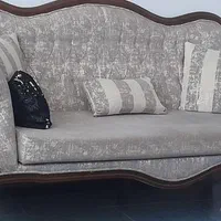 مبلمان نیمه استیل طرح ترک با پارچه پتینه  و میز