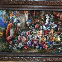 تابلوفرش دستبافت/تابلو فرش گل طاووس
