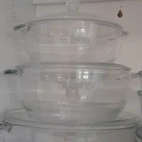 قابلمه سه تیکه پیرکس درب دار