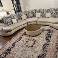 مبل راحتی چرم سفید/۷نفره/نیم دایره پازلی|مبلمان خانگی و میز عسلی|مشهد, هفت تیر (حافظ)|دیوار