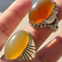 انگشتر نقره عقیق عسلی