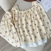 پیراهن شلوار  یقه دلبری موسلین