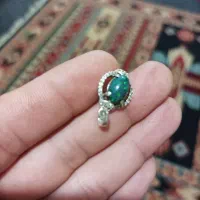 پلاک نقره با سنگ اوپال اصل اتشین