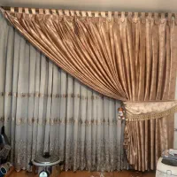 سه عدد پرده حریر گلدوزی شده ترک همراه والان شانل