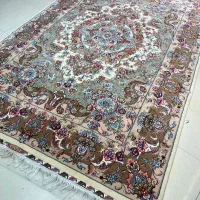 جفت فرش ۶متری دستباف طرح تبریز خطیبی ابریشم درحدنو