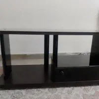 میز تلویزیون شیشه چوب