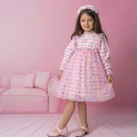 پیراهن تمام گل دوزی با پولک