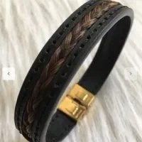 دستبند موی یار مو یار زلف یار چرم طبیعی گاوی
