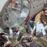 آینه شمعدان قدیمی برنجی عتیقه|کلکسیون اشیاء عتیقه|بروجرد, |دیوار