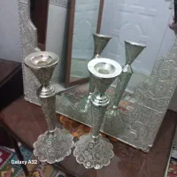 آینه و شمعدون برنج|صنایع دستی و سایر لوازم تزئینی|همدان, |دیوار