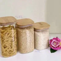 بانکه اکرولیک آشپزخانه با درب بامبو|ظروف نگهدارنده، پلاستیکی، یک‌بارمصرف|سیرجان, |دیوار