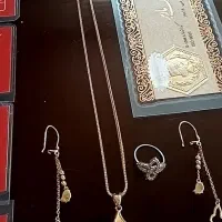ست زنجیر و پلاک پروانه با گوشواره و   بند انگشتی