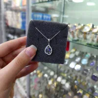 پلاک زنجیر نگین تانزانیت نقره اصل|بدلیجات|کرمانشاه, |دیوار