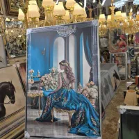 تابلو بوم تقاشی تکسچر آبی دختر عمارت کد ۲|تابلو، نقاشی، عکس|تهران, عبدلآباد|دیوار