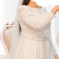 لباس عروس ساتن سفید اروپایی خاص و پوشیده