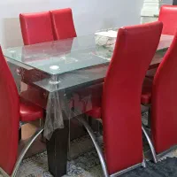 میزناهارخوری ۶نفره چرم قرمز|میز و صندلی غذاخوری|کرج, حصارک پایین|دیوار