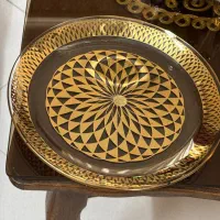 بشقاب  طلایی کریستال عتیقه  قدمت بالای 100سال