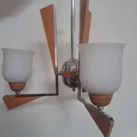 لوستر ۳شاخه شیک،ترکیبی از چوب و فلز|لوستر و چراغ آویز|کرمان, |دیوار