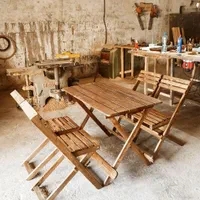 میز صندلی تاشو چوبی