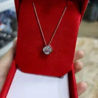 پلاک زنجیر تک نگین مکعبی نقره اصلی