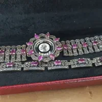 ساعت و دست بند نقره جواهری