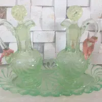 یک جفت تنگ و سینی روسی بیدی رنگ نایاب مینیاتوری|کلکسیون اشیاء عتیقه|خمینی‌شهر, |دیوار