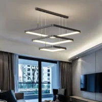 لوستر سقفی مربع طرح میله بلند سه طبقه