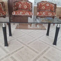 مبل هشت نفره چوب جنگلی بعلاوه میز شیشه ای|مبلمان خانگی و میز عسلی|فسا, |دیوار