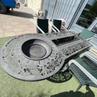 میز اتشدان دو حالته گازی زغالی/پایه چدنی /